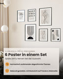 Abstrakt Line Art Schwarz Beige Poster Set