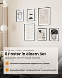 Abstrakte Kunst Line Art Beige Poster Set