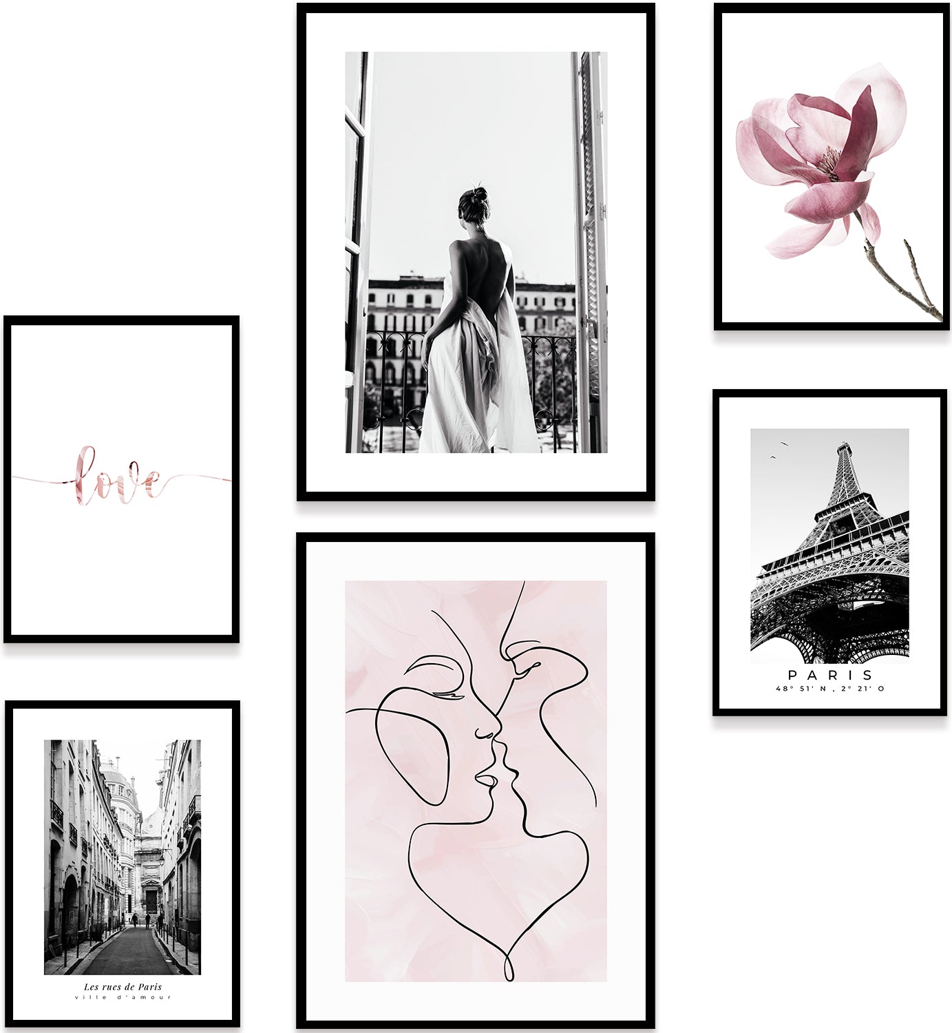 Paris Rosa Poster Set | Vintage Rosen Wandbilder | MUUDLY